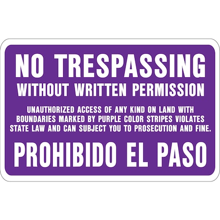 Hy-Ko No Trespass Without Written Permission Sign 9.25" x 14", 12PK A20179